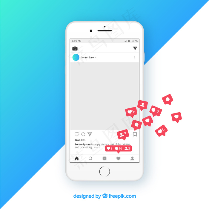 带有通知的Instagram帖子模板eps,ai矢量模版下载