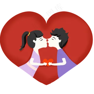 情侣七夕节亲吻爱心结婚证