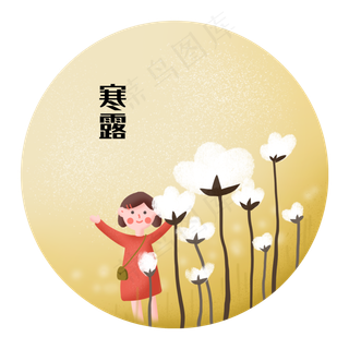 寒露节气二十四节气棉花女孩