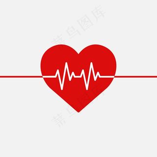 健康慈善理念中的红色医学心跳线矢量心形图形