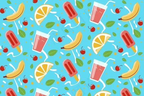 热带夏季模式，水果和甜食