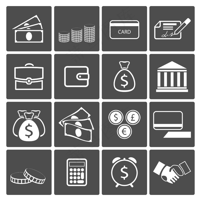 金钱概念图标集eps,ai矢量模版下载