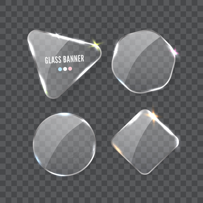 玻璃横幅banner，逼真的矢量插图eps,ai矢量模版下载