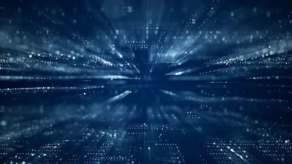 数字网络空间与粒子和数字数据网络连接的概念。 数字网络空间与粒子和数字数据网络连接的概念。