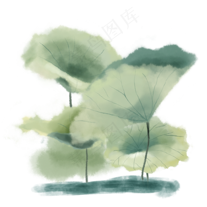 荷花水墨中国风免扣素材
