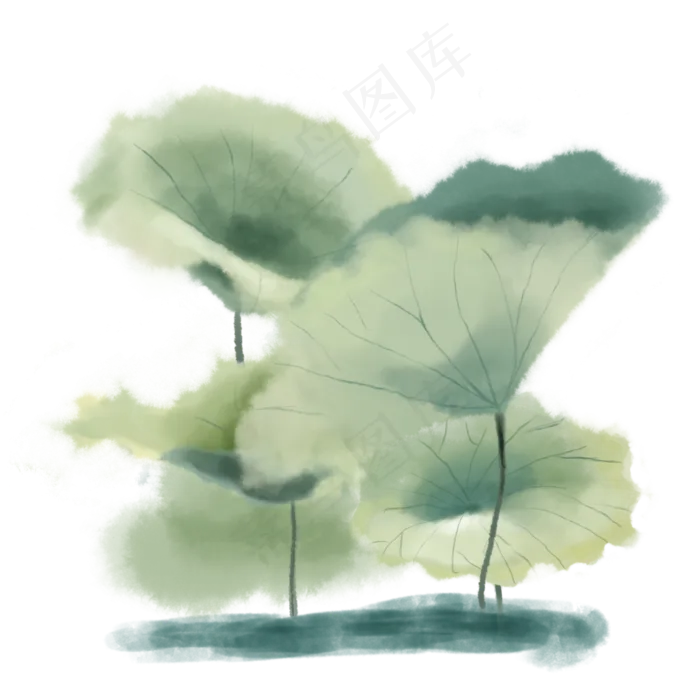 荷花水墨中国风免扣素材
