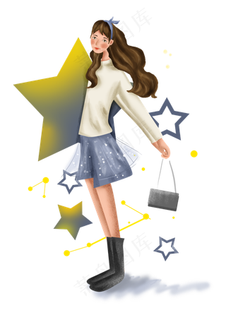 七夕情人节购物的女孩