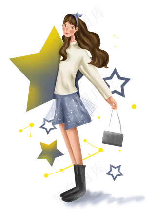 七夕情人节购物的女孩