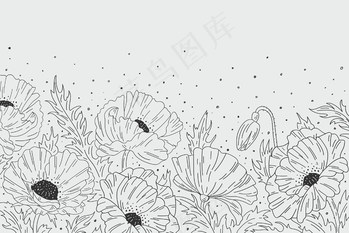 黑白花背景eps,ai矢量模版下载