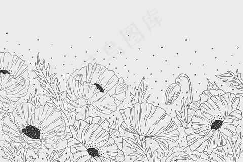 黑白花背景 黑白花背景