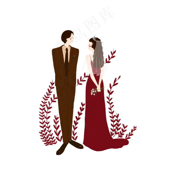 七夕节情人节红色系情侣婚纱照手(3500X3500(DPI:500))psd模版下载