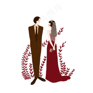 七夕节情人节红色系情侣婚纱照手