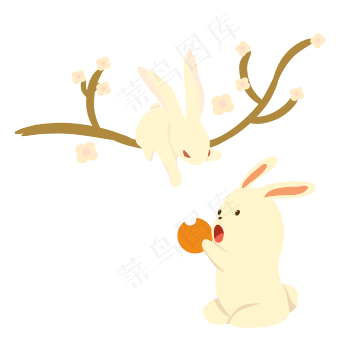 中秋节兔子和月饼可商用元素