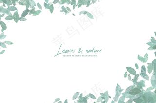 在水彩风格的叶子背景与绿色
