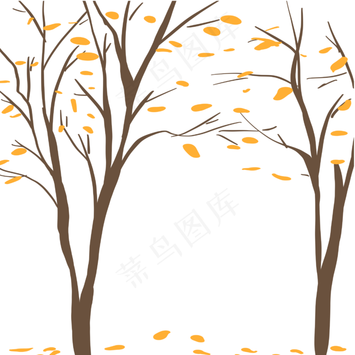 秋天树木树手绘元素(3000X3000(DPI:300))psd模版下载