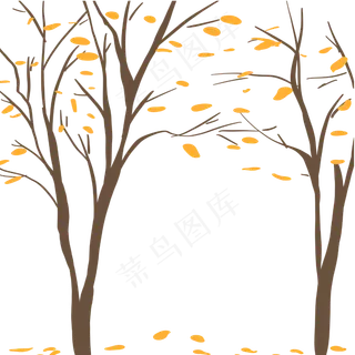 秋天树木树手绘元素