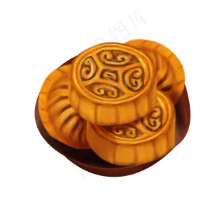 中秋节手绘一碗月饼设计元素商用