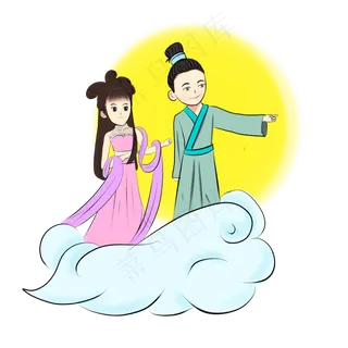七夕情人节手绘卡通约会免抠图片
