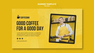 咖啡师横幅banner模板
