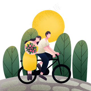 骑车约会情侣