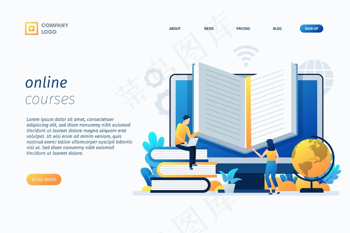 在线课程登录页模板eps,ai矢量模版下载