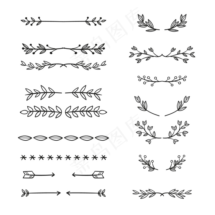 手绘装饰分隔器系列eps,ai矢量模版下载