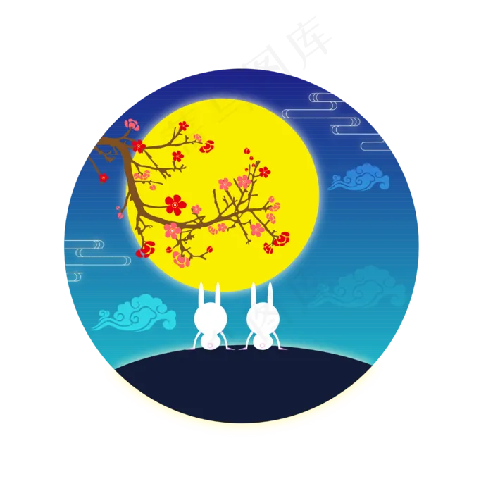 中秋贺卡梅花月亮(4000*4000px 300 dpi )ai矢量模版下载