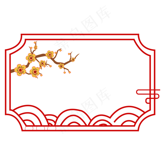 矢量中国风梅花边框