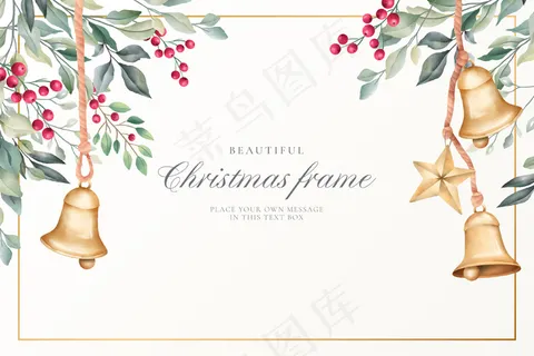 带有可爱装饰的水彩画圣诞背景