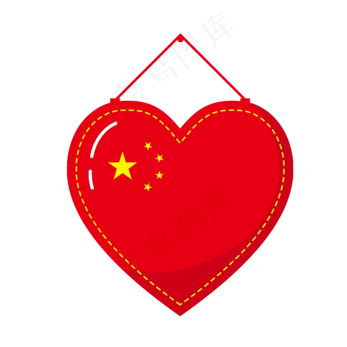 红色爱心五星红旗边框通知栏公告(2000X2000(DPI:72))ai矢量模版下载
