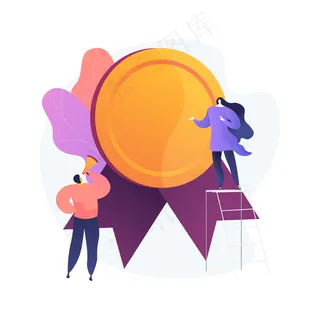 抽象概念矢量图。彰显尊崇，成就奖，高尚道德准则，大学毕业生，公众尊重，勋章徽章，荣誉纪念，高尚人物抽象隐喻。