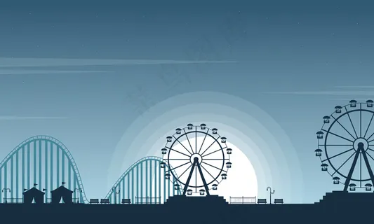 美丽风景游乐园剪影