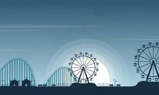 美丽风景游乐园剪影