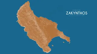 希腊zakynthos地形图。海岛矢量详细立面图