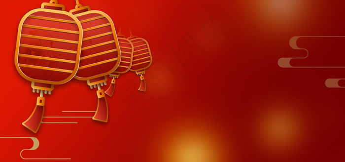 灯笼灯笼红色中国风(1920*900px 	       )psd模版下载