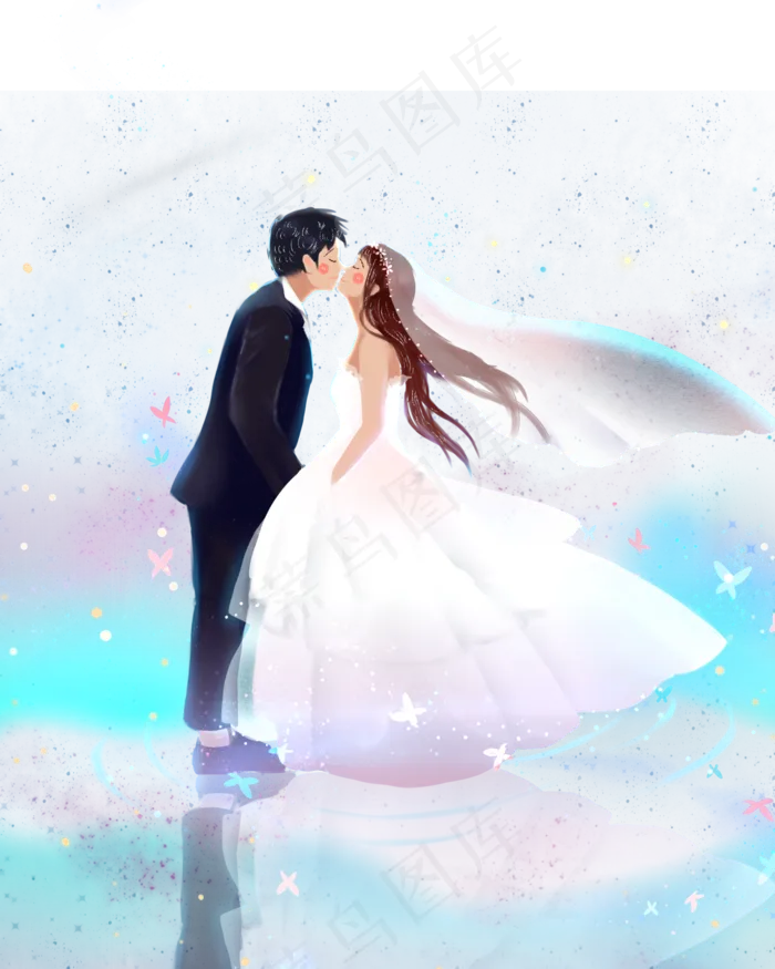 浪漫七夕情人节情侣婚纱接吻素材(2000X2500(DPI:300))psd模版下载