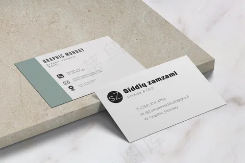 优雅逼真的陶瓷背景名片模型样机免费psd