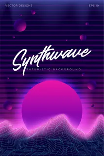 Synthwave背景景观插图