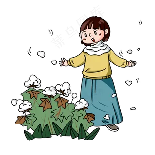 小女孩跟棉花玩耍