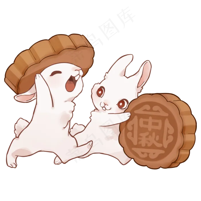 中秋抱着月饼的兔子(2100X2100(DPI:300))psd模版下载