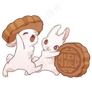 中秋抱着月饼的兔子