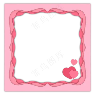 七夕情人节粉色爱心剪纸边框
