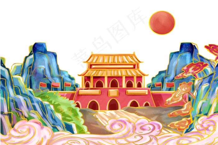 国潮风*山水景色(4493X3000(DPI:300))psd模版下载