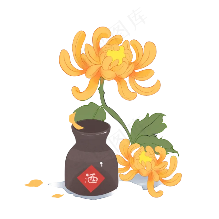 重阳节黄色菊花酒水(3000X3000(DPI:300))psd模版下载