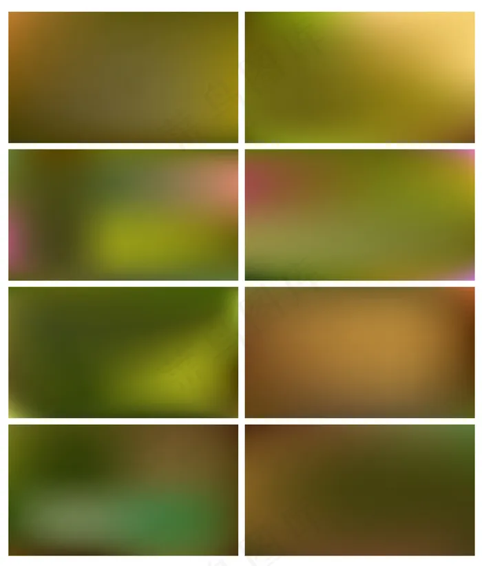 一组绿色背景平滑模糊的抽象渐变