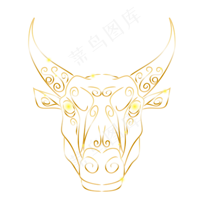 金线老牛牛头(2000X2000(DPI:300))ai矢量模版下载