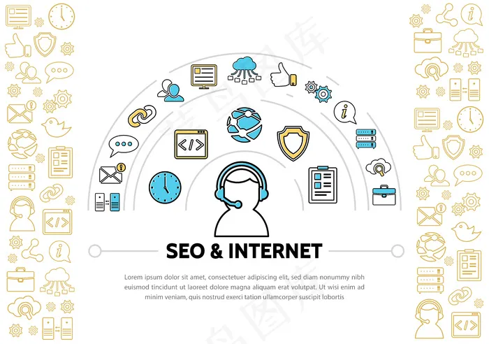 Internet线路图标模板eps,ai矢量模版下载