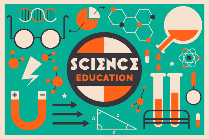 复古式科学教育背景eps,ai矢量模版下载