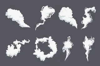 卡通烟雾或蒸汽云形状集。