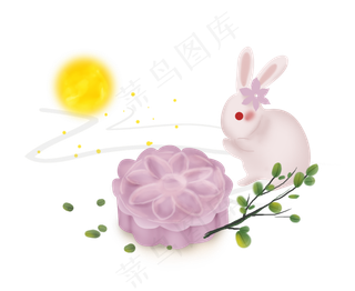 中秋节玉兔和月饼点心